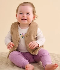 Purebaby Baby Girls Sleeveless Corduroy/Faux-Shearling Reversible Vest