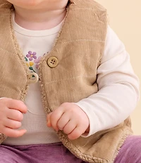 Purebaby Baby Girls Sleeveless Corduroy/Faux-Shearling Reversible Vest