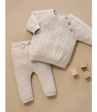 Purebaby Baby Long-Sleeve Cable-Knit Wool-Blend Sweater & Coordinating Leggings Set