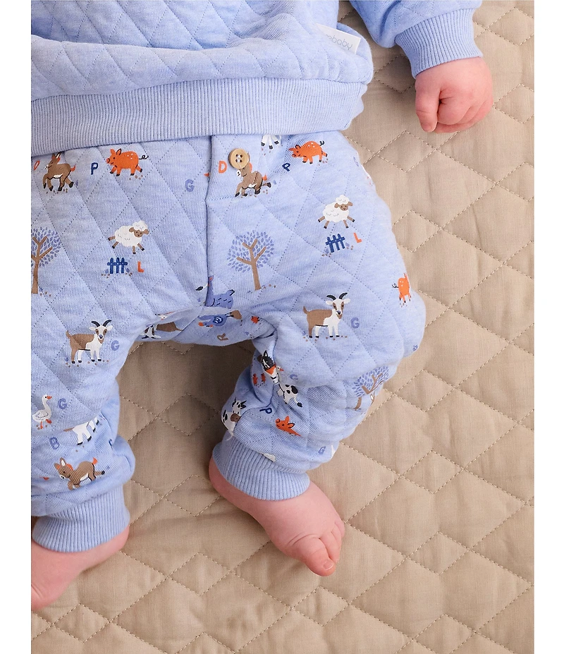 Purebaby Baby Long-Sleeve Chenille Animal-Appliqued Sweatshirt & Farmyard-Animal-Printed Jogger Pants Set