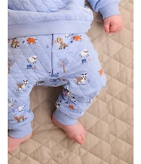 Purebaby Baby Long-Sleeve Chenille Animal-Appliqued Sweatshirt & Farmyard-Animal-Printed Jogger Pants Set