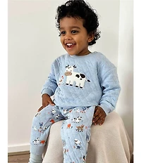 Purebaby Baby Long-Sleeve Chenille Animal-Appliqued Sweatshirt & Farmyard-Animal-Printed Jogger Pants Set