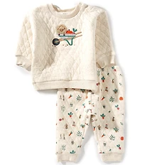 Purebaby Baby Long-Sleeve Chenille Animal-Appliqued Sweatshirt & Veggie Patch Printed Jogger Pant Set
