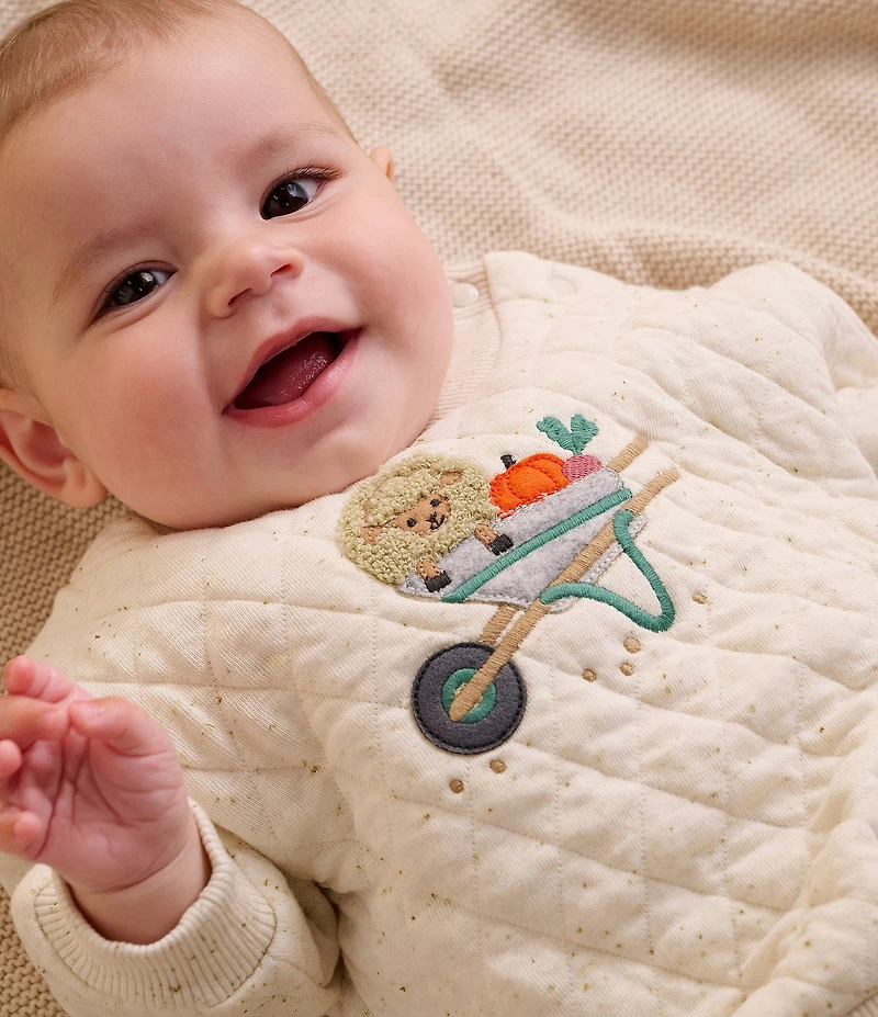 Purebaby Baby Long-Sleeve Chenille Animal-Appliqued Sweatshirt & Veggie Patch Printed Jogger Pant Set