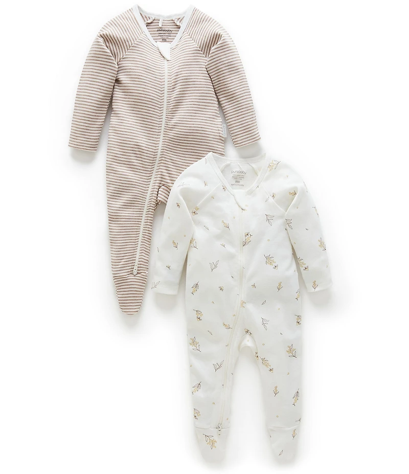Purebaby Baby Organic Cotton Printed Footie Coverall 2-Pack