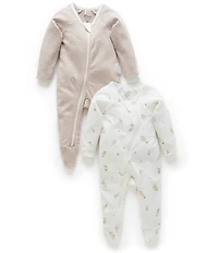 Purebaby Baby Organic Cotton Printed Footie Coverall 2-Pack