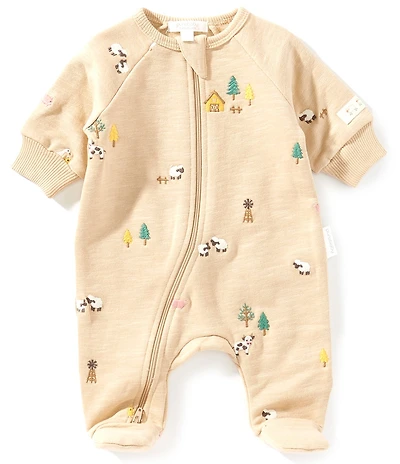 Purebaby Baby Organic Cotton Embroidered Fleece Footie Coverall