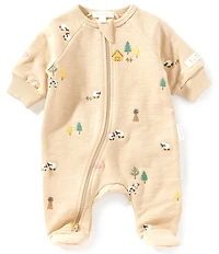 Purebaby Baby Organic Cotton Embroidered Fleece Footie Coverall