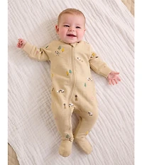 Purebaby Baby Organic Cotton Embroidered Fleece Footie Coverall