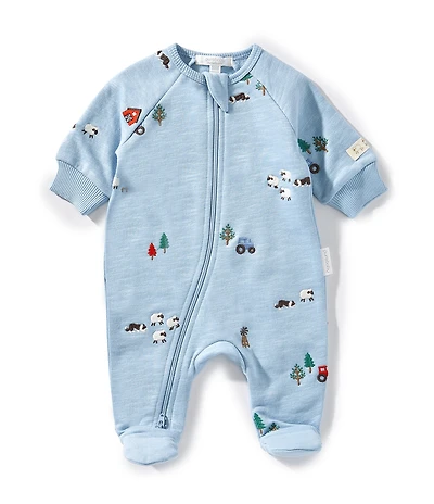 Purebaby Baby Organic Cotton Embroidered Fleece Footie Coverall