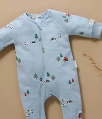 Purebaby Baby Organic Cotton Embroidered Fleece Footie Coverall