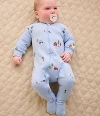 Purebaby Baby Organic Cotton Embroidered Fleece Footie Coverall