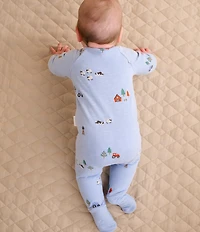 Purebaby Baby Organic Cotton Embroidered Fleece Footie Coverall