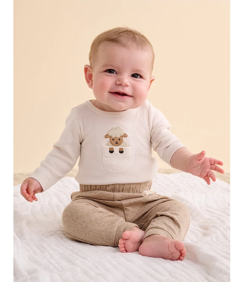 Purebaby Baby Organic Cotton Long Sleeve Bodysuit & Solid Jogger Pants Set