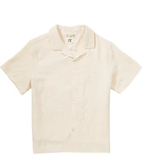 PX Clothing Short Sleeve Button Front Embroidered Camp Shirt