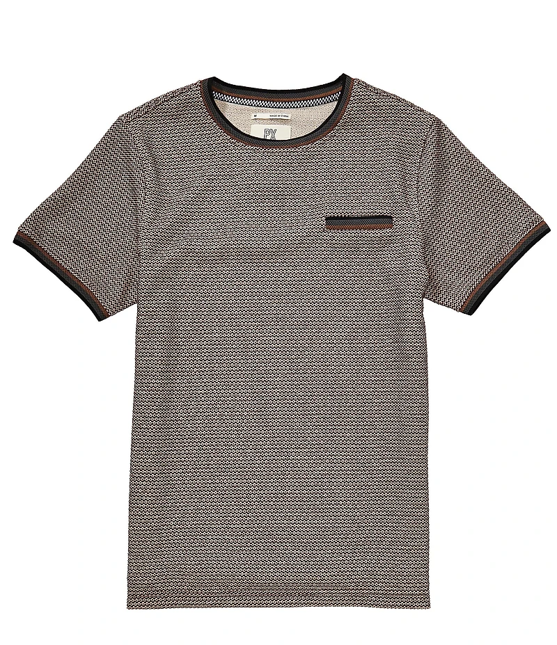 PX Clothing Short Sleeve Jacquard Crew Neck Shirt