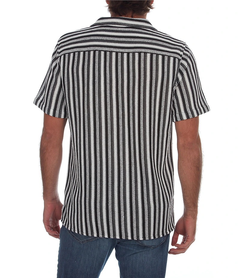 PX Clothing Short Sleeve Vertical Stripe Woven Shirt
