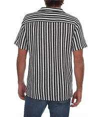 PX Clothing Short Sleeve Vertical Stripe Woven Shirt