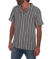 PX Clothing Short Sleeve Vertical Stripe Woven Shirt