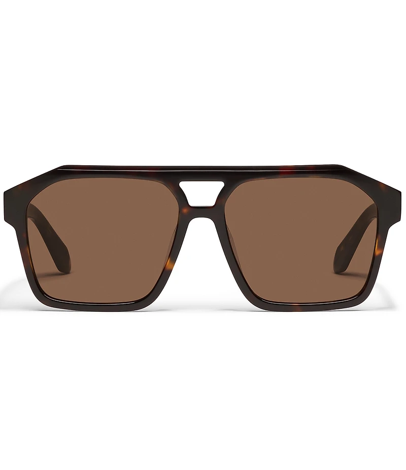 QUAY Men's Soundcheck 48mm Tortoise Geometric Aviator Sunglasses