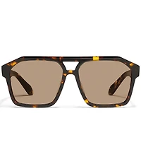 QUAY Men's Soundcheck 48mm Tortoise Geometric Aviator Sunglasses