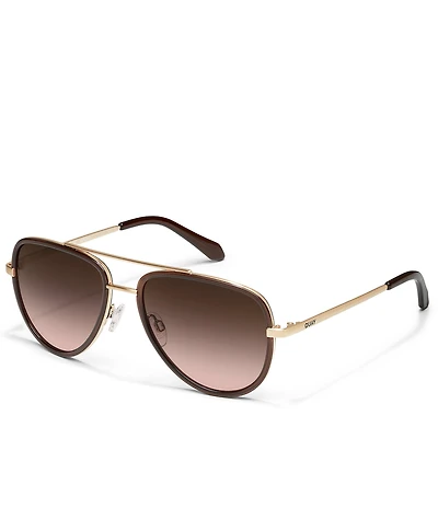 QUAY Unisex All In Medium 49mm Aviator Mirrored Sunglasses