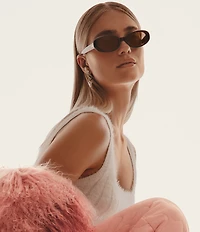 QUAY Unisex Felt Cute 35mm Oval Sunglasses