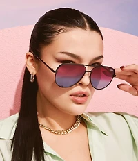 QUAY Unisex High Key 55mm Aviator Sunglasses