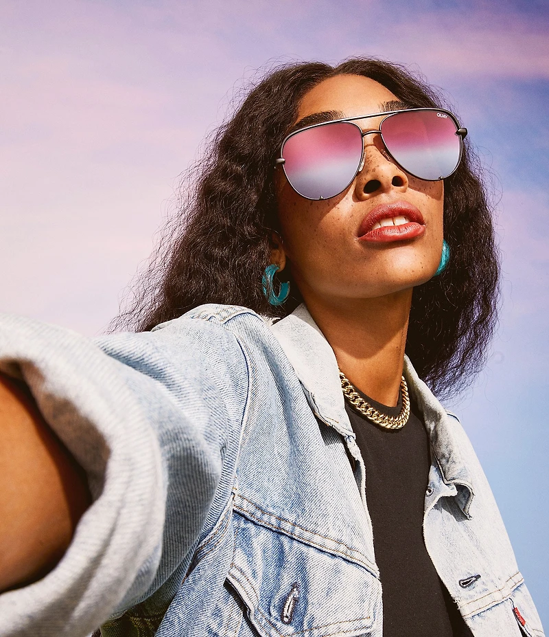 QUAY Unisex High Key 55mm Aviator Sunglasses