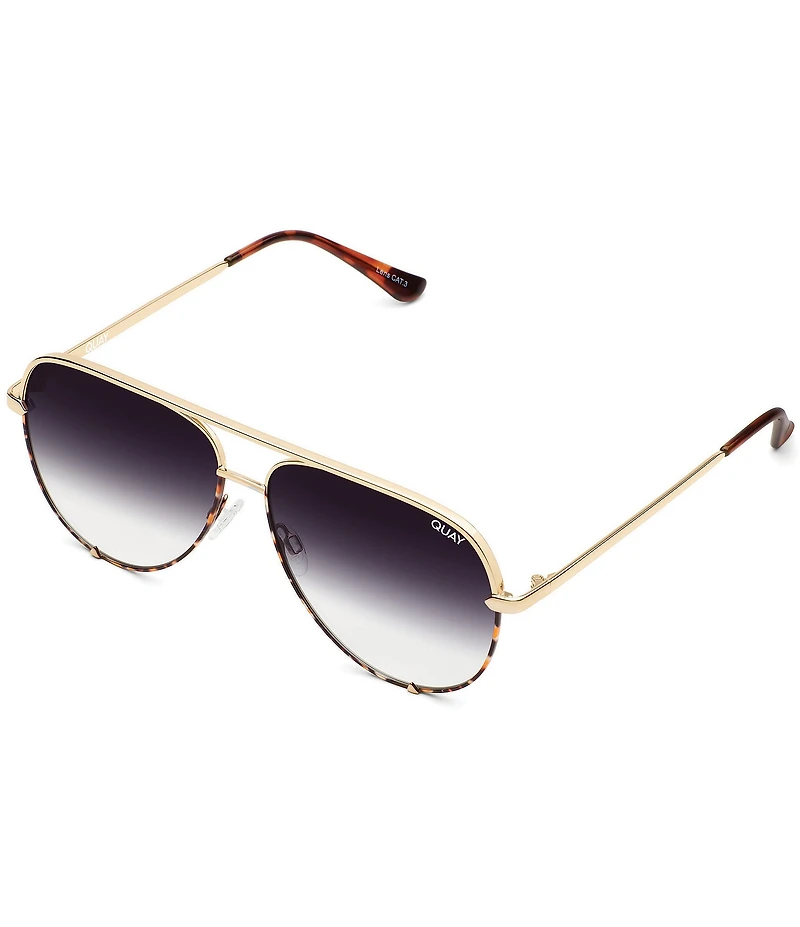 QUAY Unisex High Key 55mm Tortoise Aviator Polarized Sunglasses