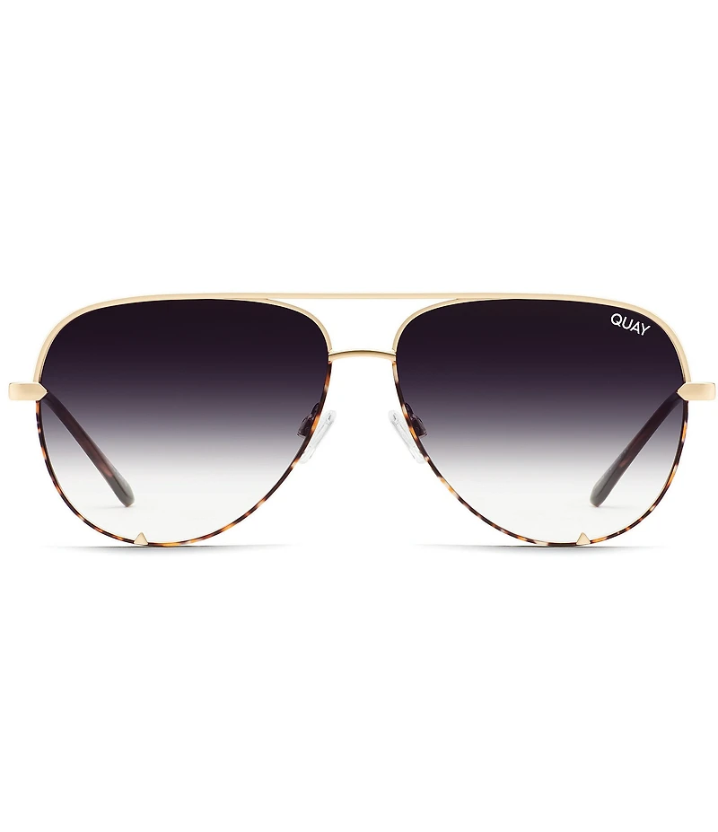 QUAY Unisex High Key 55mm Tortoise Aviator Polarized Sunglasses