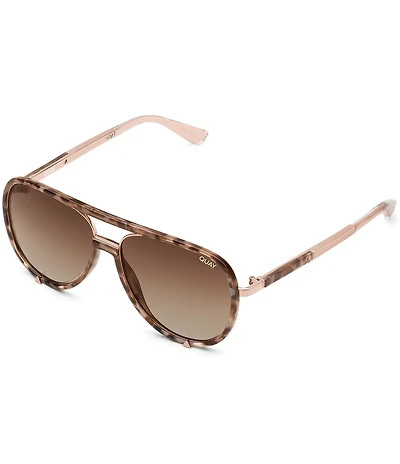 QUAY Unisex High Profile 51mm Polarized Tortoise Aviator Sunglasses