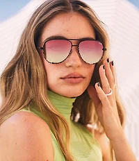 QUAY Women's High Key Mini 53mm Tortoise Aviator Sunglasses
