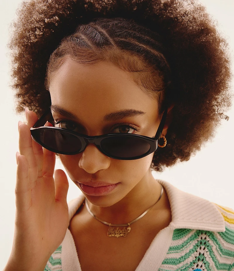 QUAY Unisex Aura Points 35mm Round Sunglasses