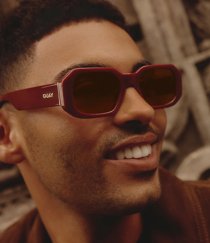 QUAY Unisex Hyped Up 38mm Rectangle Sunglasses