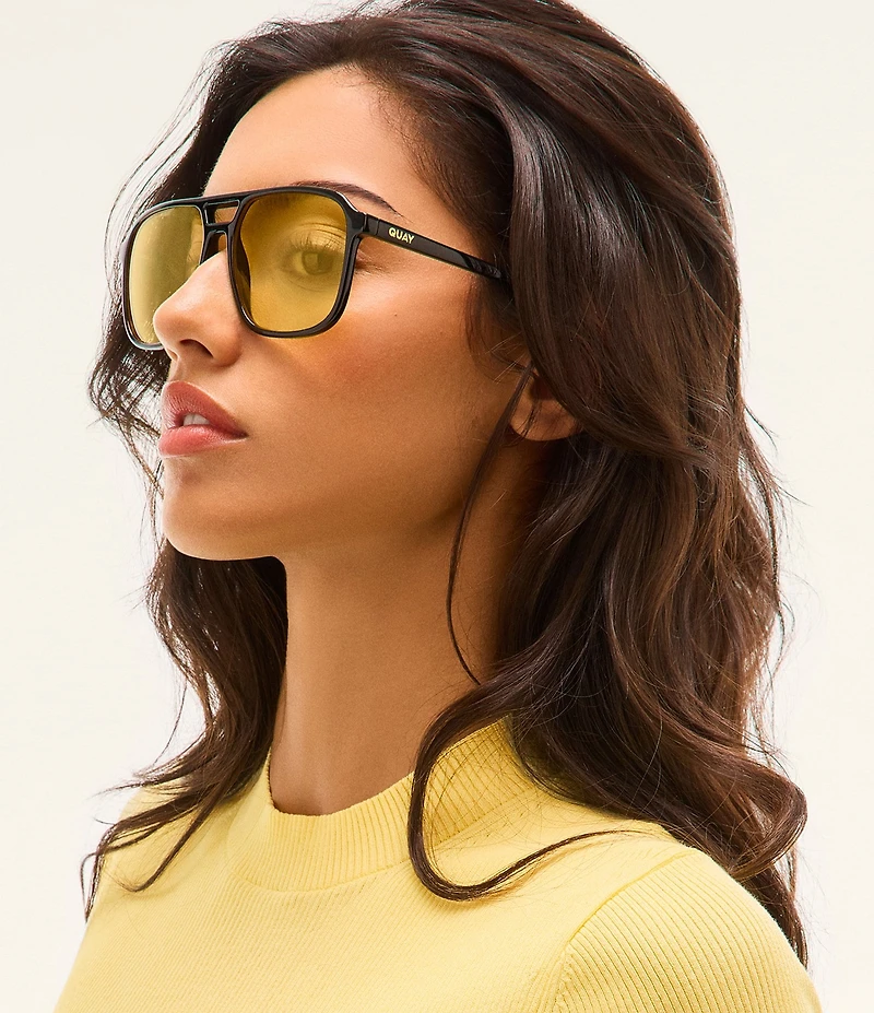 QUAY Unisex On The Fly 49mm Retro Aviator Sunglasses