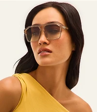 QUAY Unisex Soundcheck 48mm Retro Geometric Aviator Sunglasses