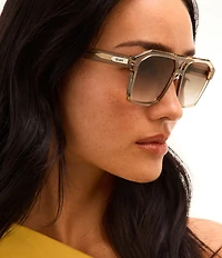 QUAY Unisex Soundcheck 48mm Retro Geometric Aviator Sunglasses