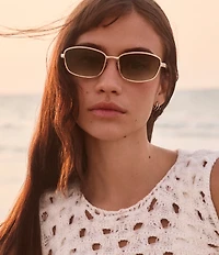 QUAY Unisex Text Me 38mm Rectangle Sunglasses