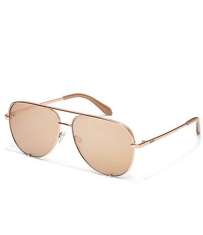 QUAY Women's High Key Extra Large 55mm Mirrored Aviator Sunglasses