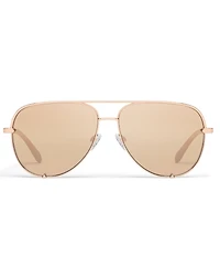 QUAY Women's High Key Extra Large 55mm Mirrored Aviator Sunglasses