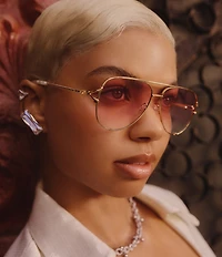 QUAY Women's High Key Twist Adorned 60mm Aviator Sunglasses