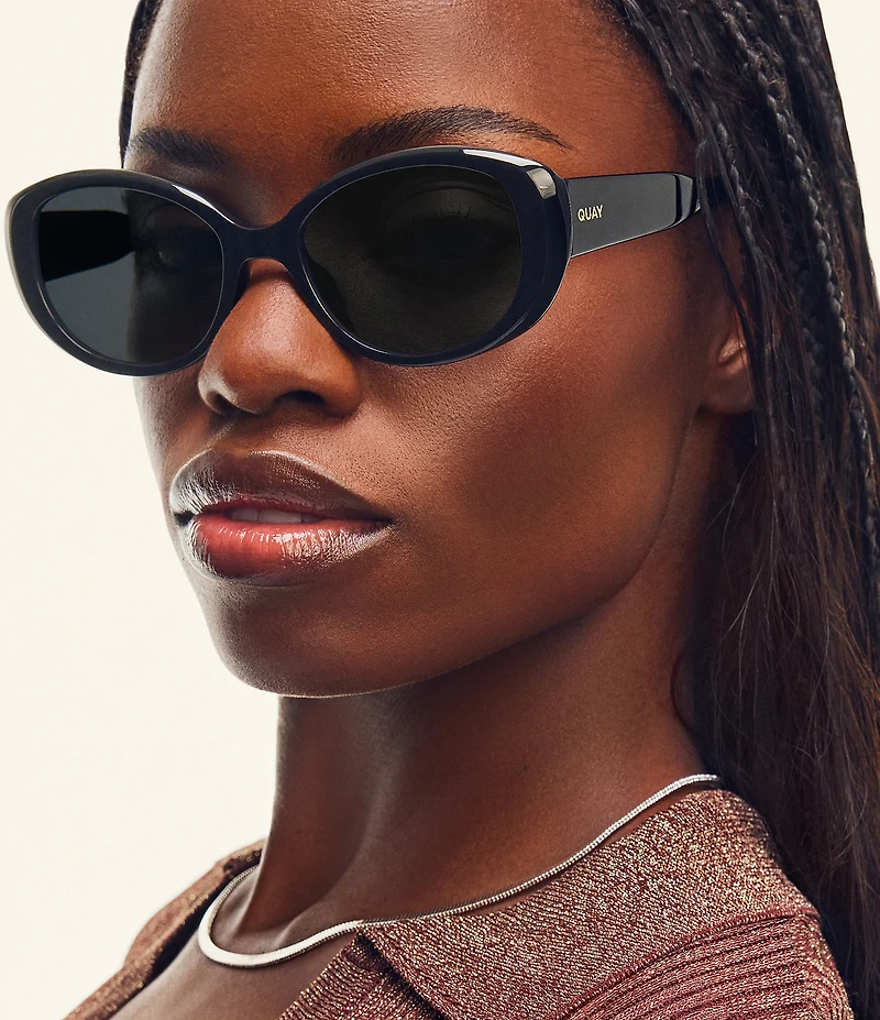 QUAY Women's On Brand 43mm Retro Oval Sunglasses