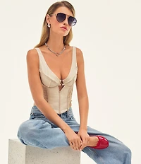 QUAY Women's Say Less 53mm Aviator Sunglasses