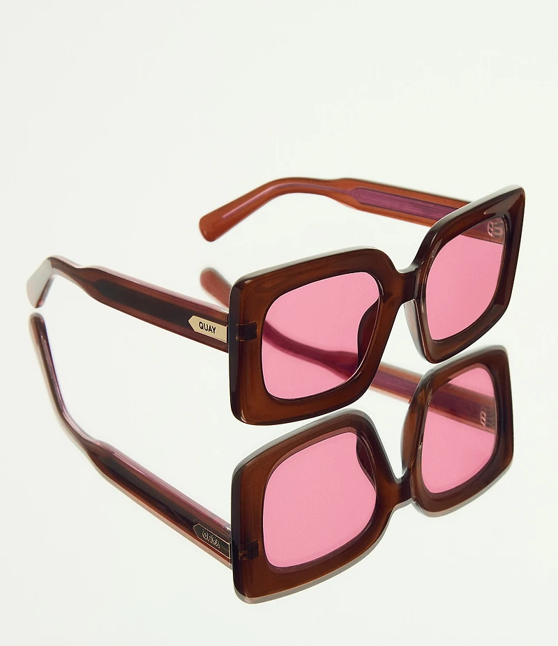 QUAY Women's Talk Show 53mm Rectangle Sunglasses