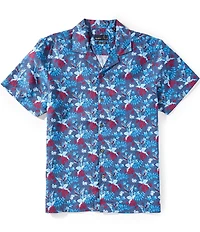 Quieti Floral Print Short Sleeve Woven Camp Shirt