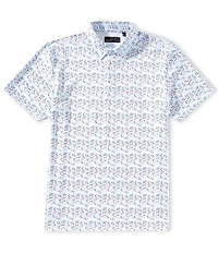 Quieti Geo Print Short Sleeve Polo Shirt
