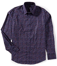 Quieti Geo Print Stretch Long Sleeve Woven Shirt