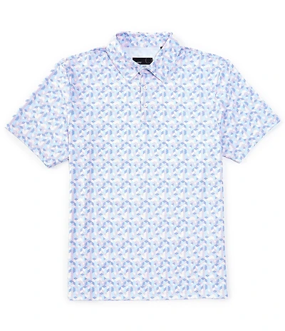 Quieti Geo Print Stretch Short Sleeve Polo Shirt
