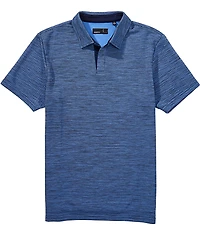 Quieti Heather Stripe Jacquard Short Sleeve Polo Shirt